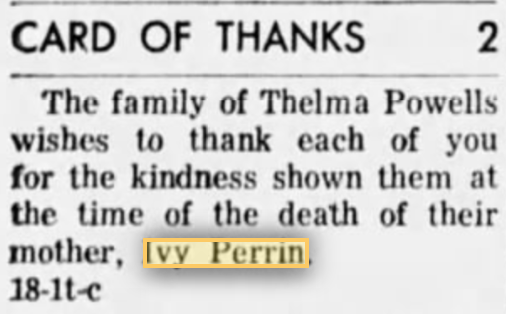 Ivy Perrin's daughter Thelma.