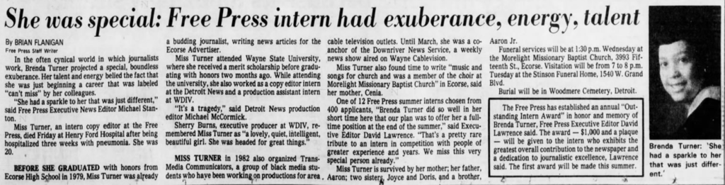 Brenda Turner Detroit Free Press July 2, 1983
