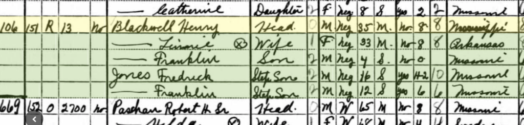 Henry and Franklin Blackwell in St. Louis 1940 Census