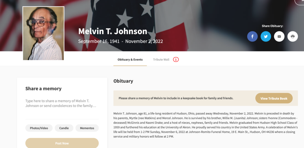 Melvin T. Johnson 1941-2022